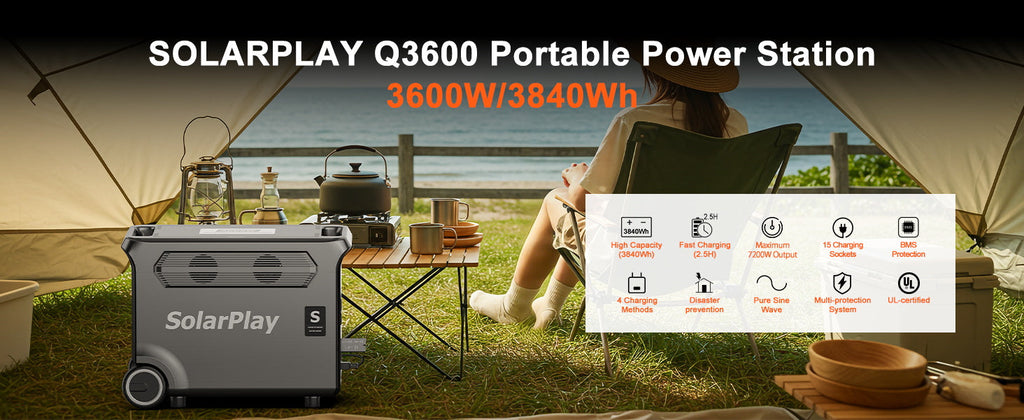 3600W Power Station 3840WH Generator With Foldable  Panels