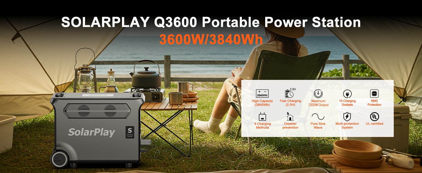 3600W Power Station 3840WH Generator With Foldable  Panels