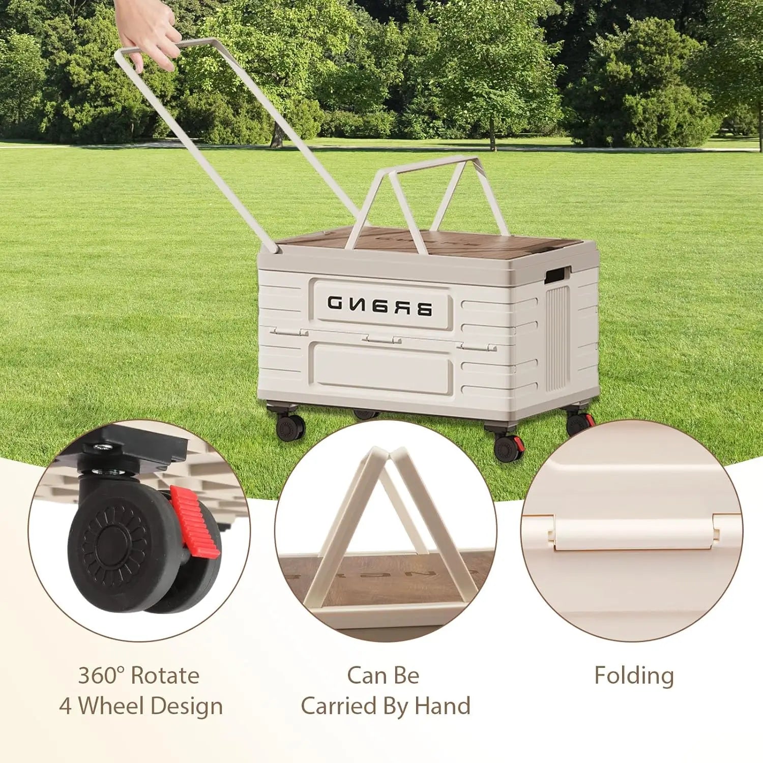 Foldable Storage Cart – Heavy-Duty with 4 Silent Wheels,