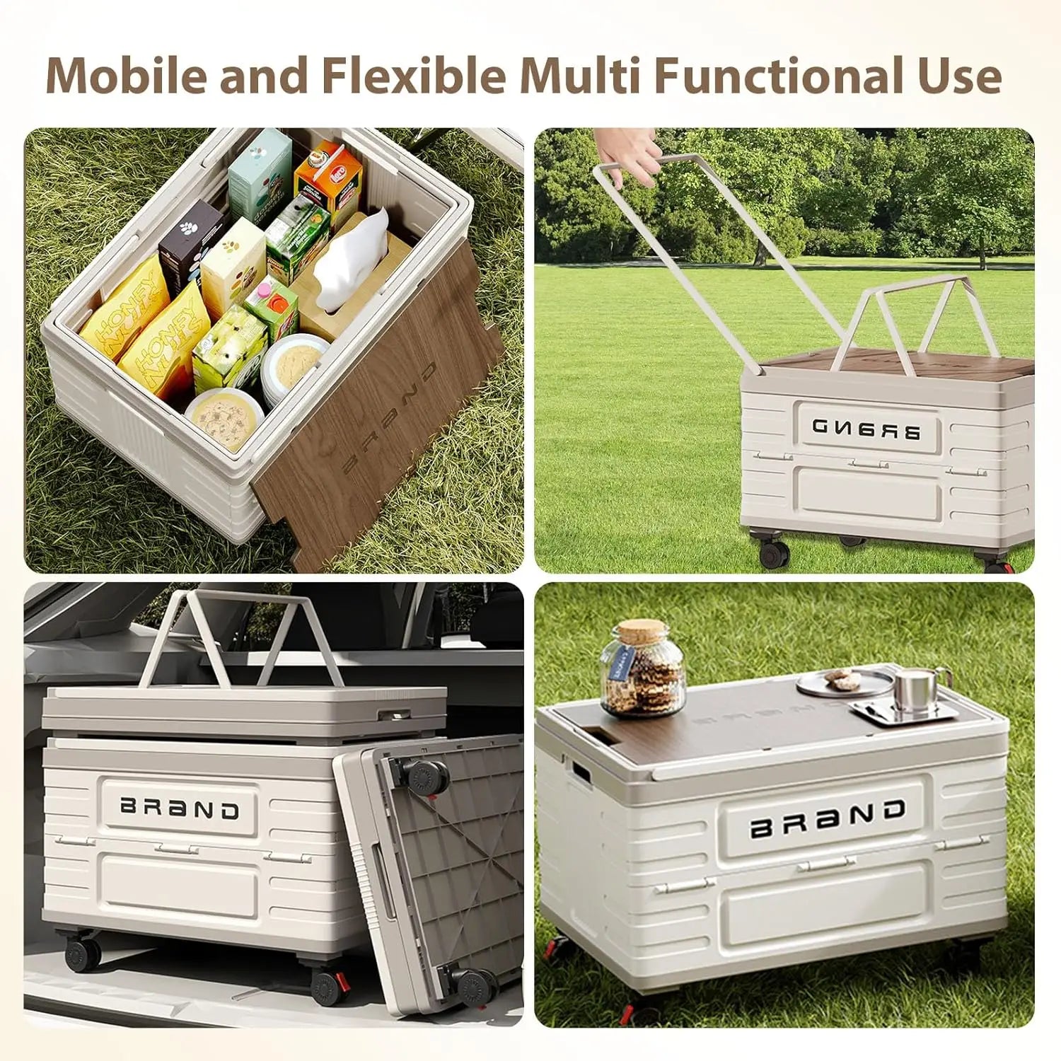 Foldable Storage Cart – Heavy-Duty with 4 Silent Wheels,