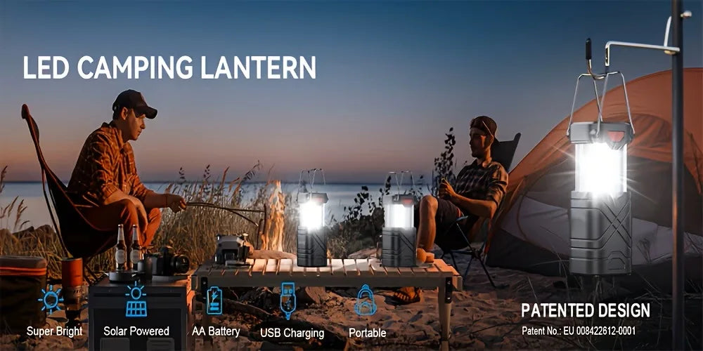 Solar  Lantern 2/4-Pack, Rechargeable LED with ,USB-C