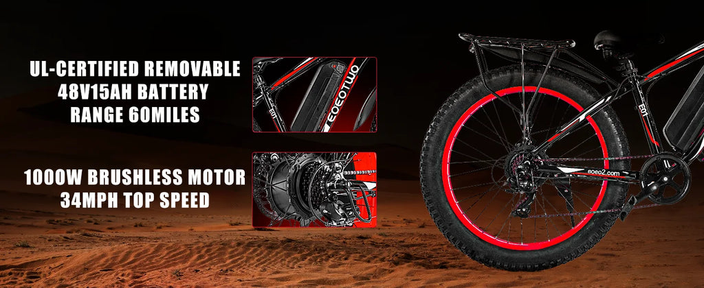 1500W Fat Tire EBike for Adults 26"x4.0 All Terrain 34MPH  48V