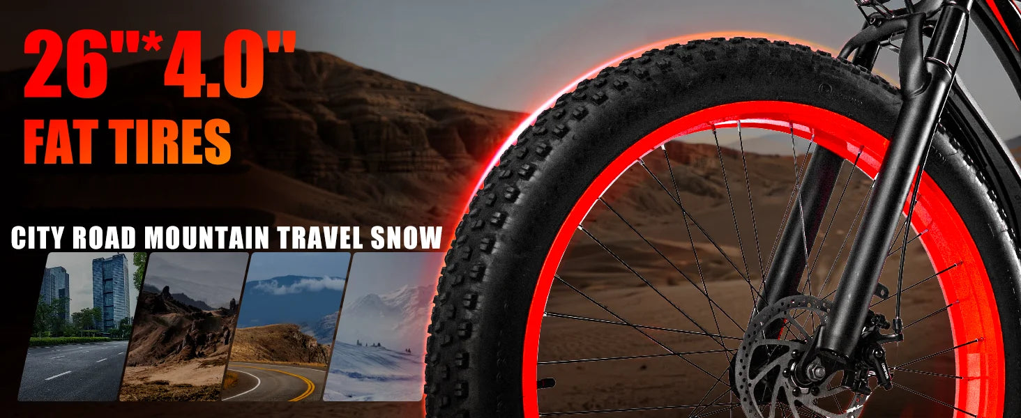 1500W Fat Tire EBike for Adults 26"x4.0 All Terrain 34MPH  48V