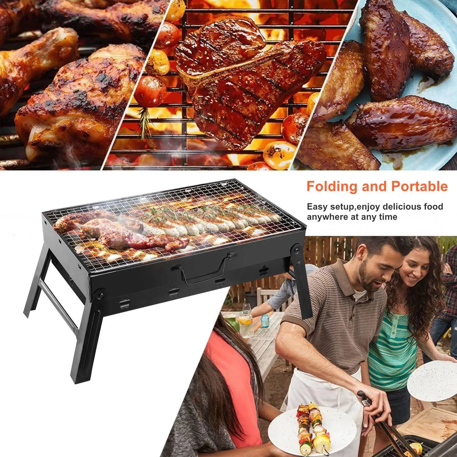 Portable Charcoal BBQ Grill Folding Stainless Steel BBQ