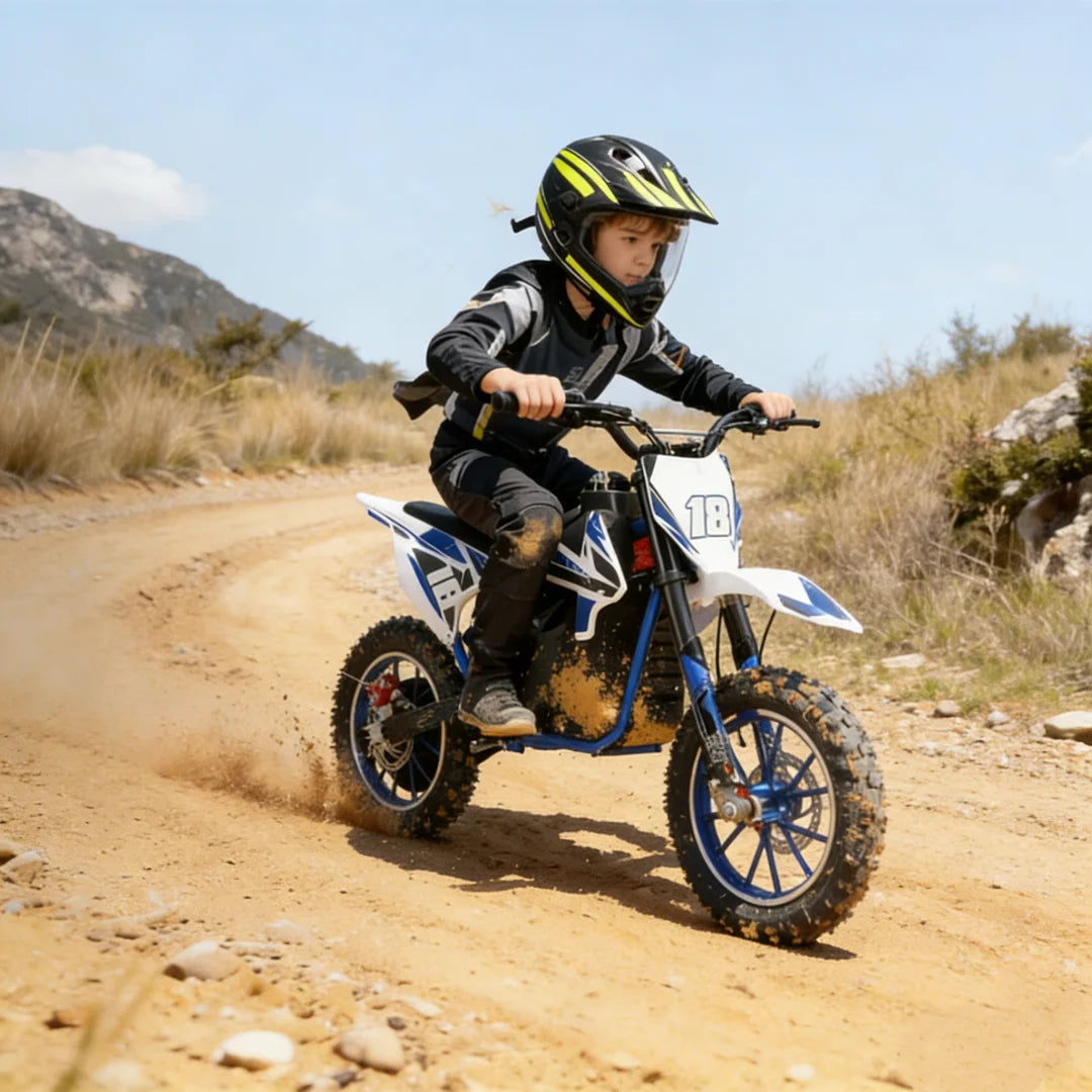 Blue 24V Electric Dirt Bike, Mini Off-Road Motorcycle , Disc Brake, for Kids