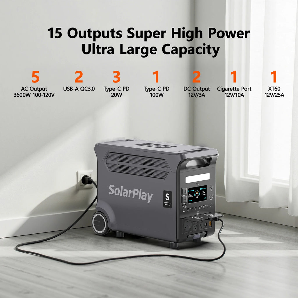 3600W Power Station 3840WH Generator With Foldable  Panels