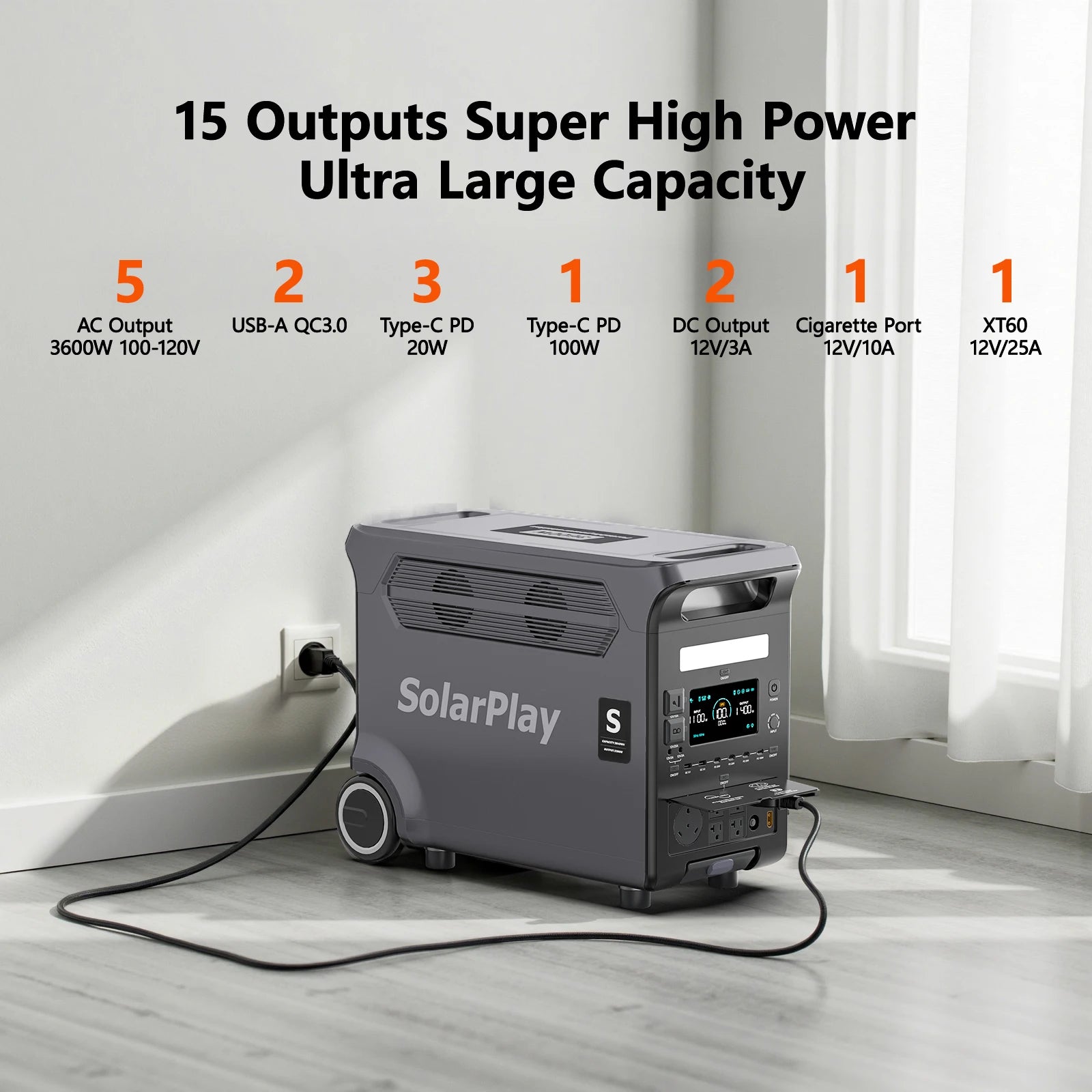 3600W Power Station 3840WH Generator With Foldable  Panels