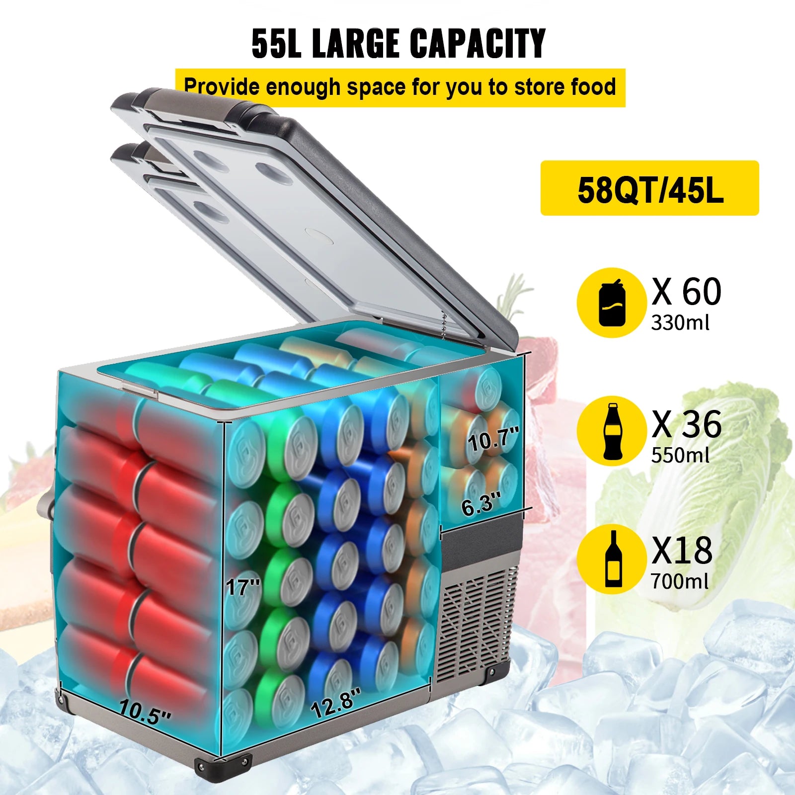 20 L -  55L Car Mini Fridge Freezer  DC 110-240V Camping