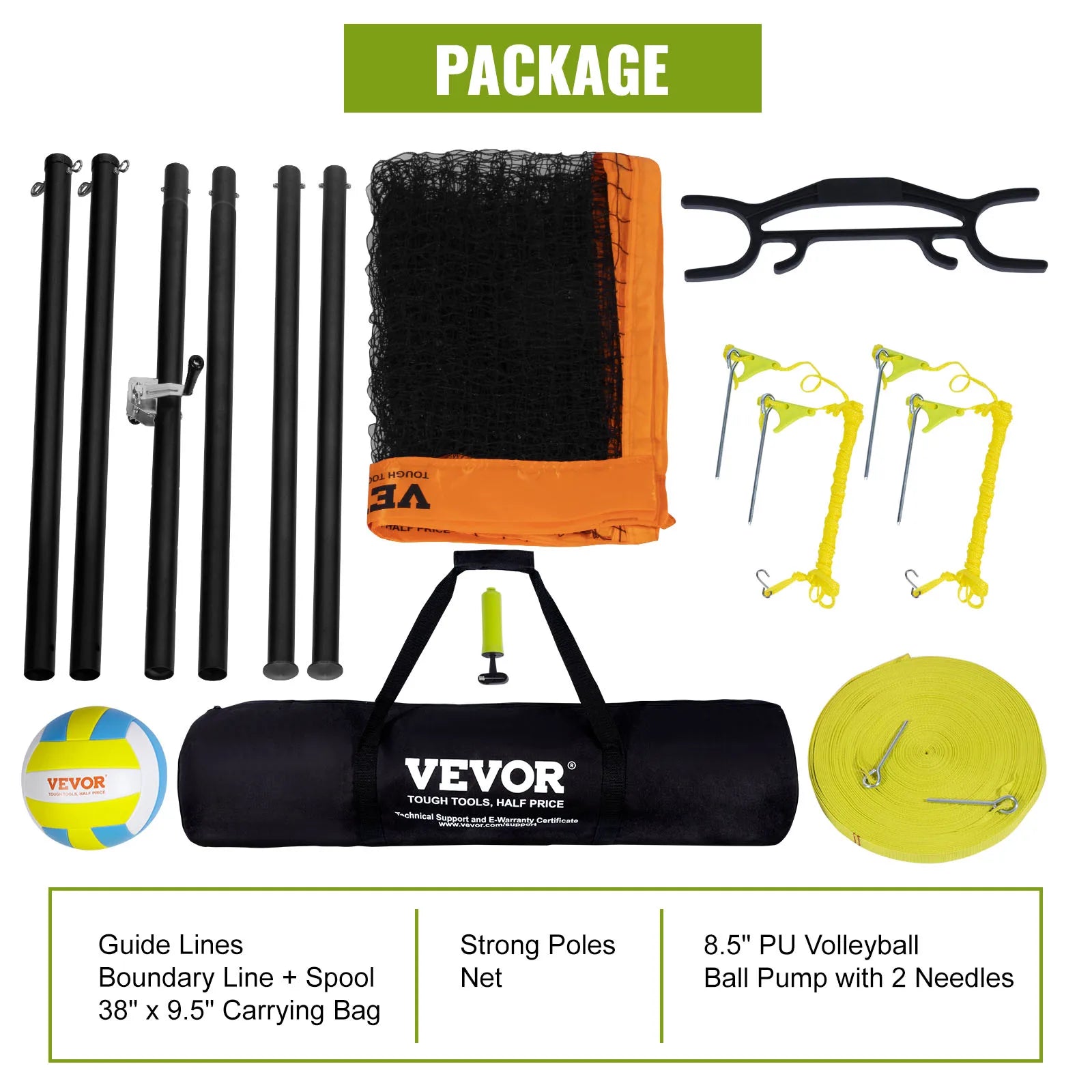 1.25-1.75inch Outdoor Volleyball Net System  Aluminum Poles
