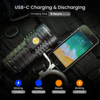 8 Plus Super Powerful LED Flashlight 16000lm USB C Rechargeable