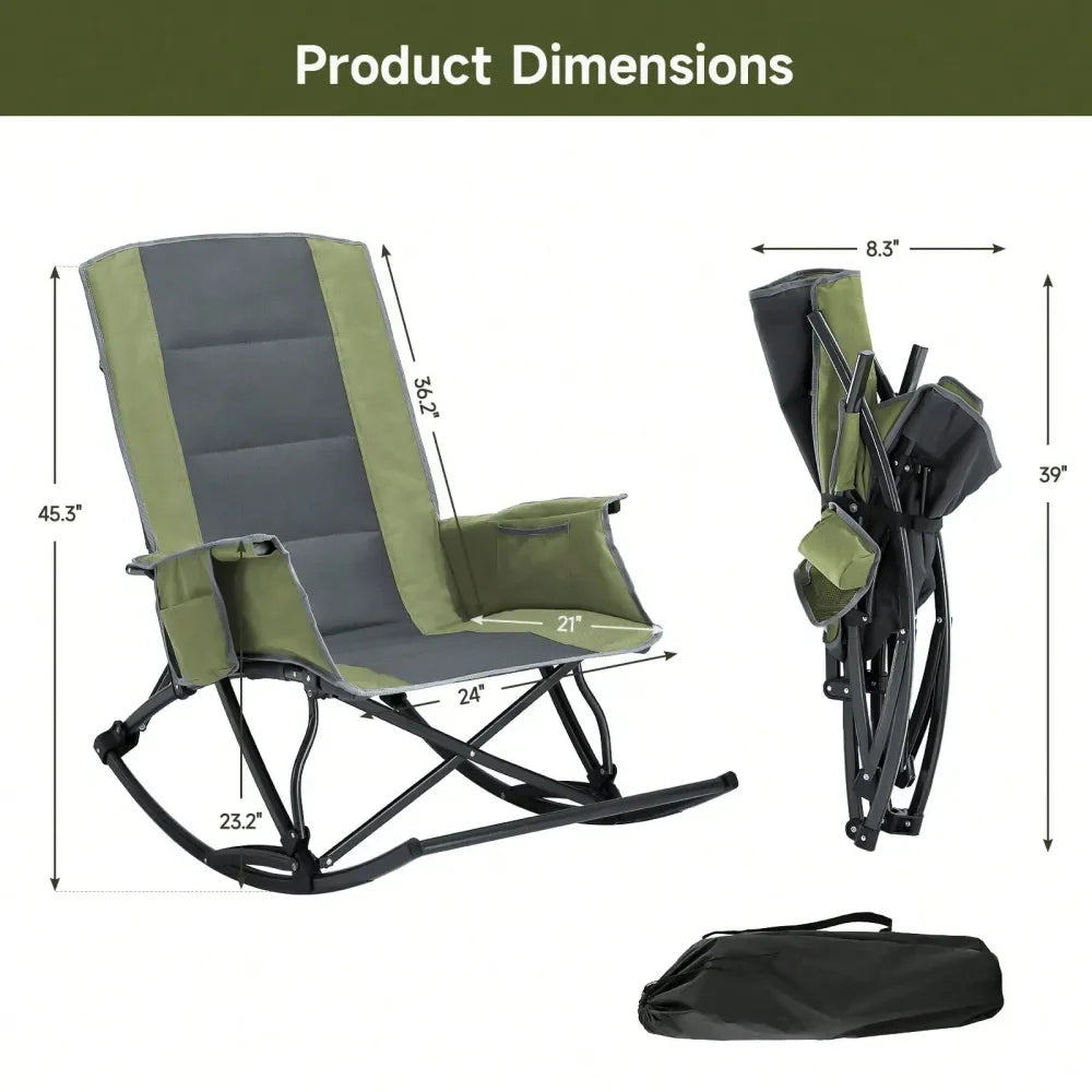 Adults, Folding Outdoor Rocking Chair With  330 Lbs Capacity,