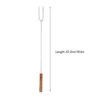 3Pcs 47.2cm Barbecue Forks Stainless Steel  Wood Handle