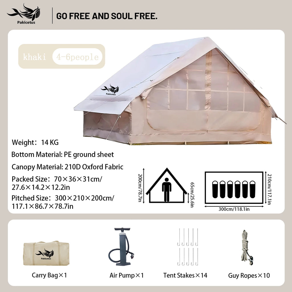 Inflatable Camping Tent, Waterproof  for 4-8 Persons,