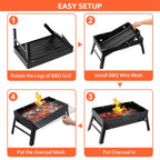 Portable Charcoal BBQ Grill Folding Stainless Steel BBQ