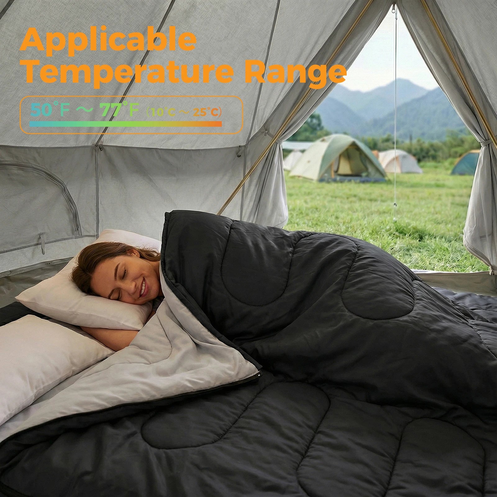 Double Sleeping Bag for Adults with Pillow 3 Season