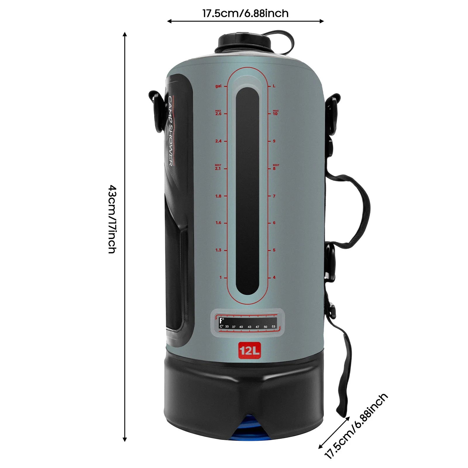 Camping  Solar with Pump 3 Gallons,, Shower Head & Hose