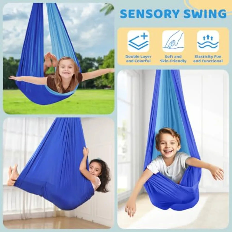 Sensory Pod Swings and Chair, Sensory Swing Set, X-Shaped Swing Frame, Heavy-Duty Metal