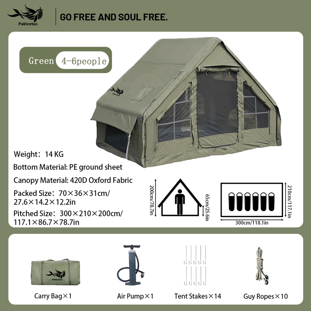 Inflatable Camping Tent, Waterproof  for 4-8 Persons,