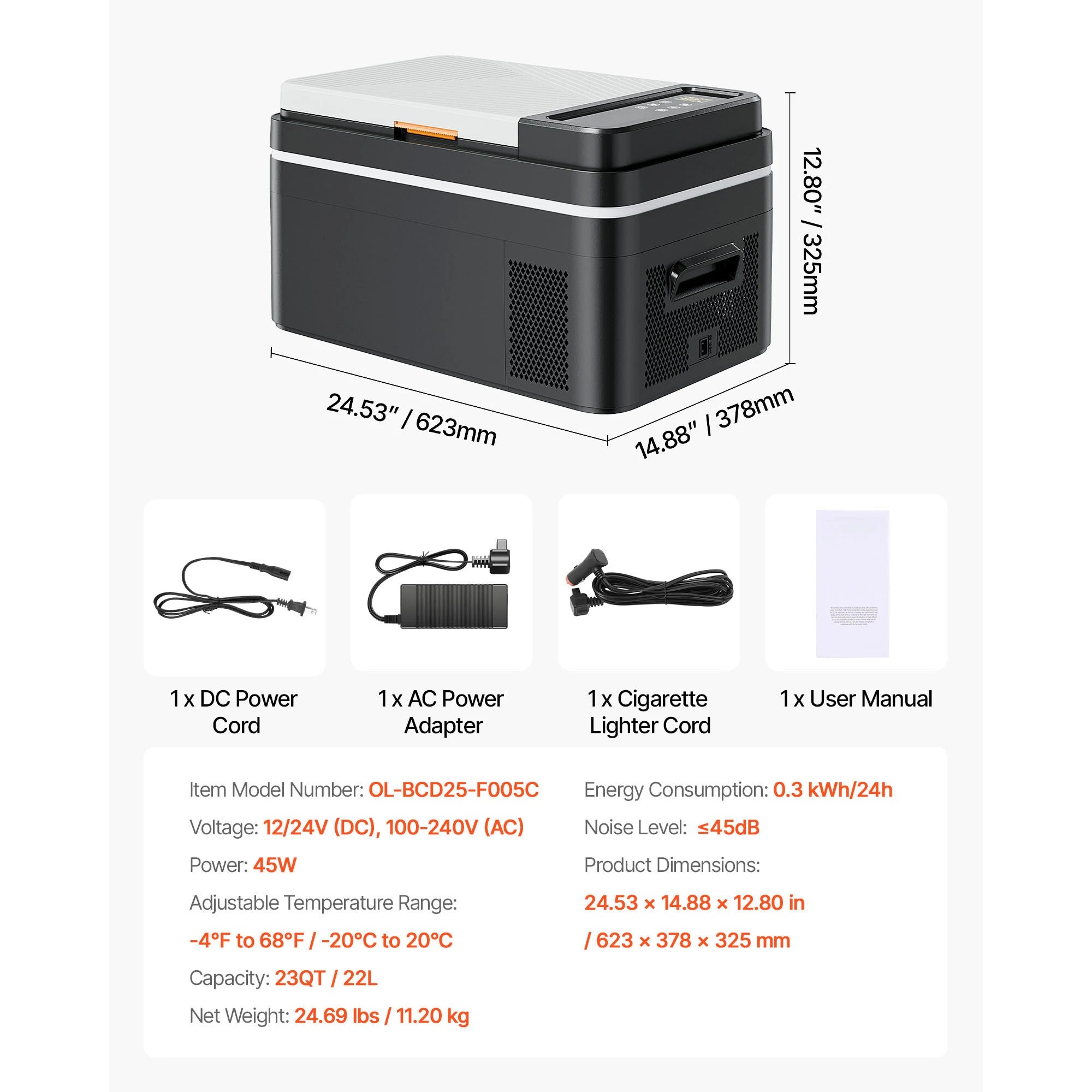 20 L -  55L Car Mini Fridge Freezer  DC 110-240V Camping