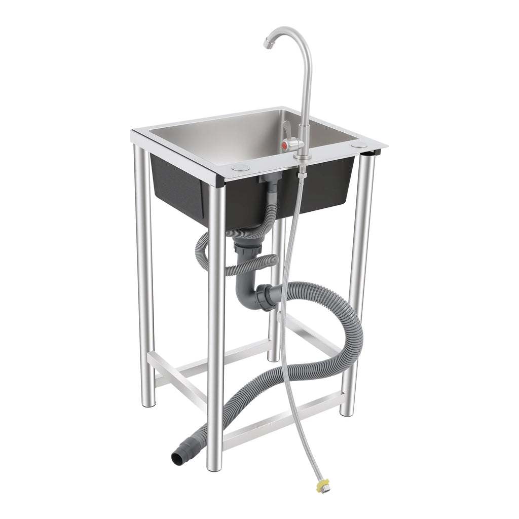 Freestanding Kitchen Sink with 360° Faucet, Sink, 45*41*75cm