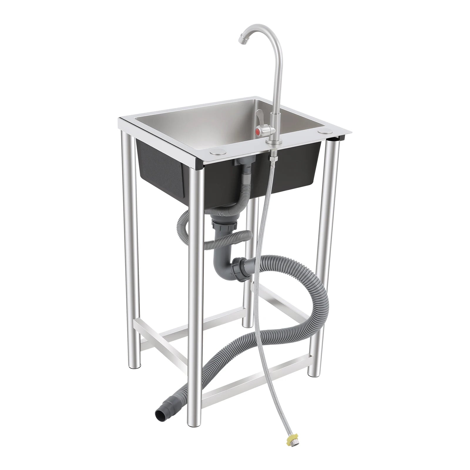 Freestanding Kitchen Sink with 360° Faucet, Sink, 45*41*75cm