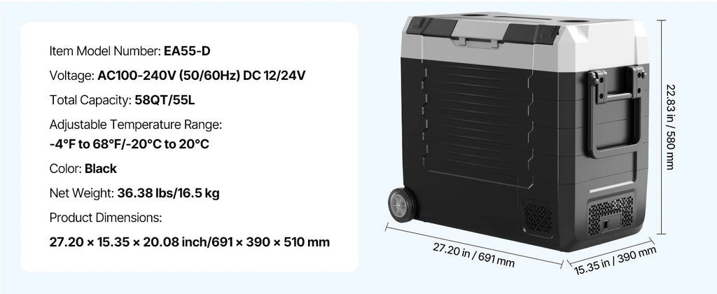 20 L -  55L Car Mini Fridge Freezer  DC 110-240V Camping
