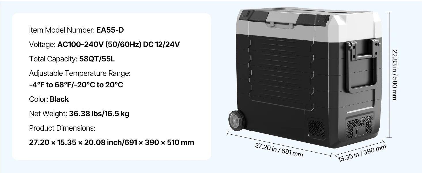20 L -  55L Car Mini Fridge Freezer  DC 110-240V Camping
