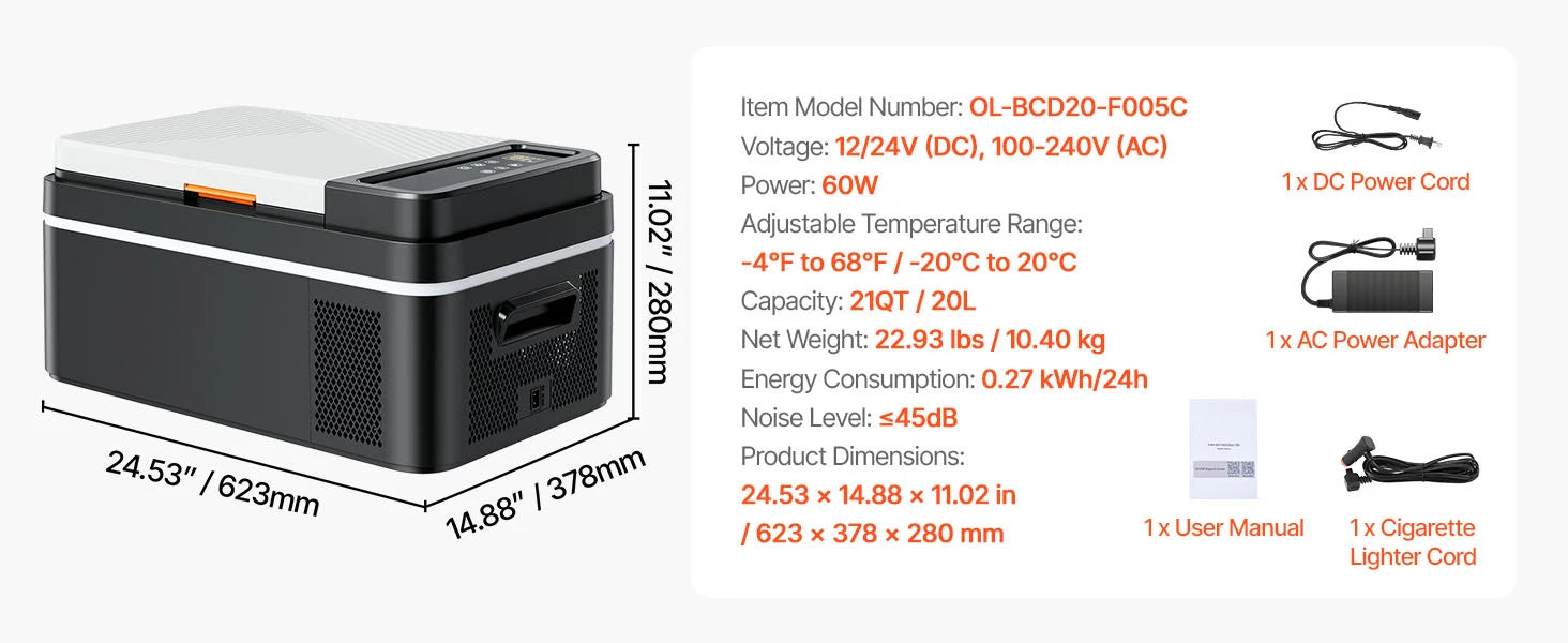 20 L -  55L Car Mini Fridge Freezer  DC 110-240V Camping