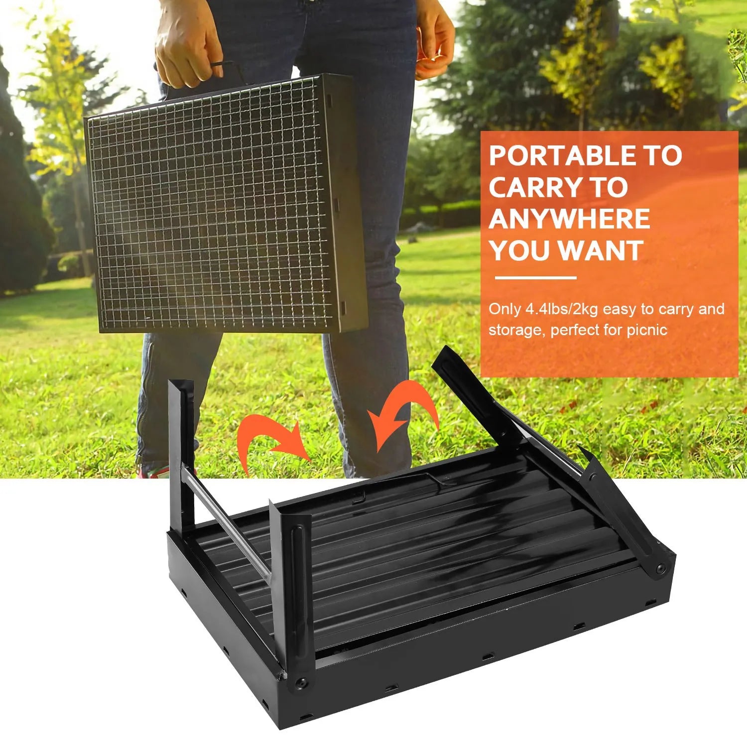 Portable Charcoal BBQ Grill Folding Stainless Steel BBQ