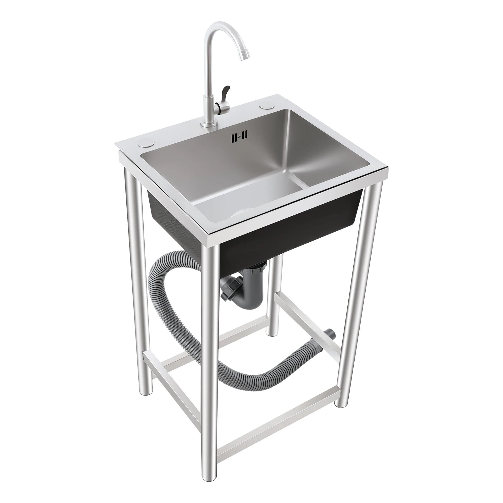 Freestanding Kitchen Sink with 360° Faucet, Sink, 45*41*75cm
