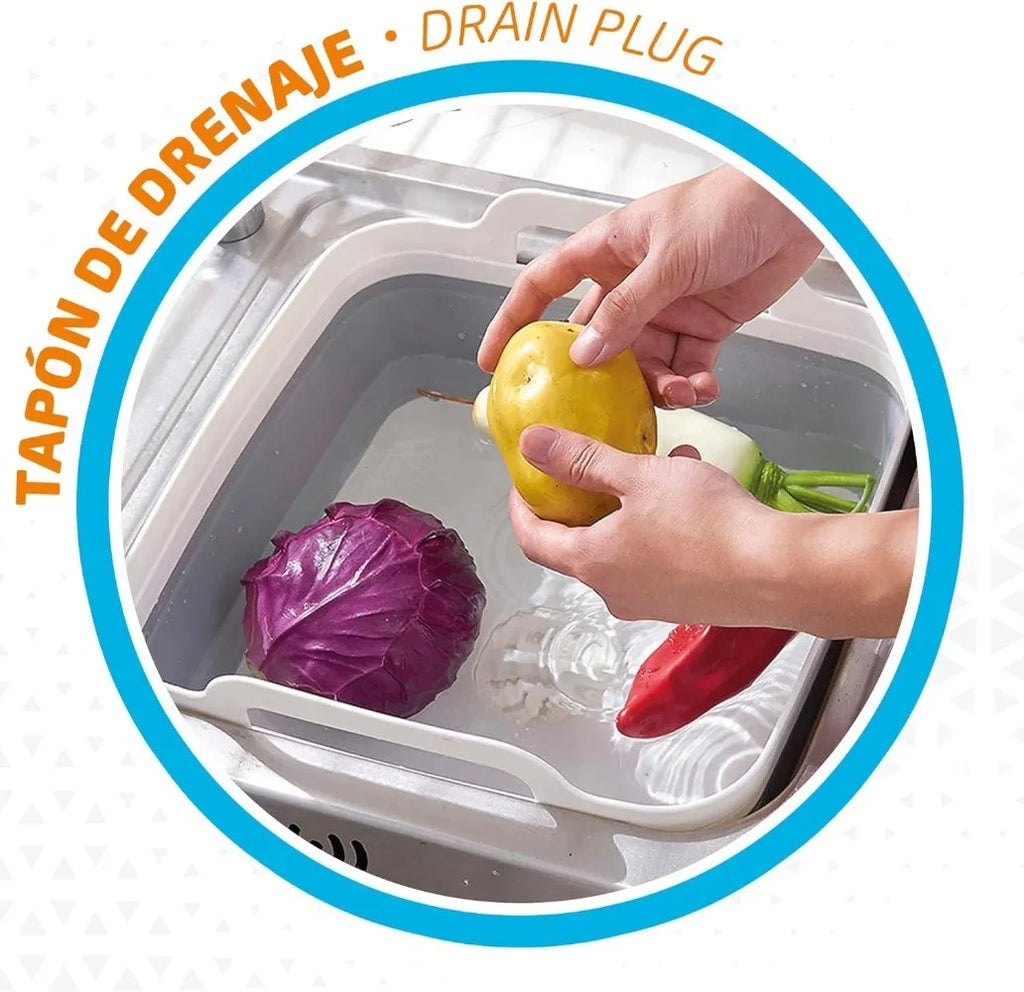 Foldable Camping Sink, Plastic and Rubber, 8.5 Liters, 30.5 X 30 X 20/7