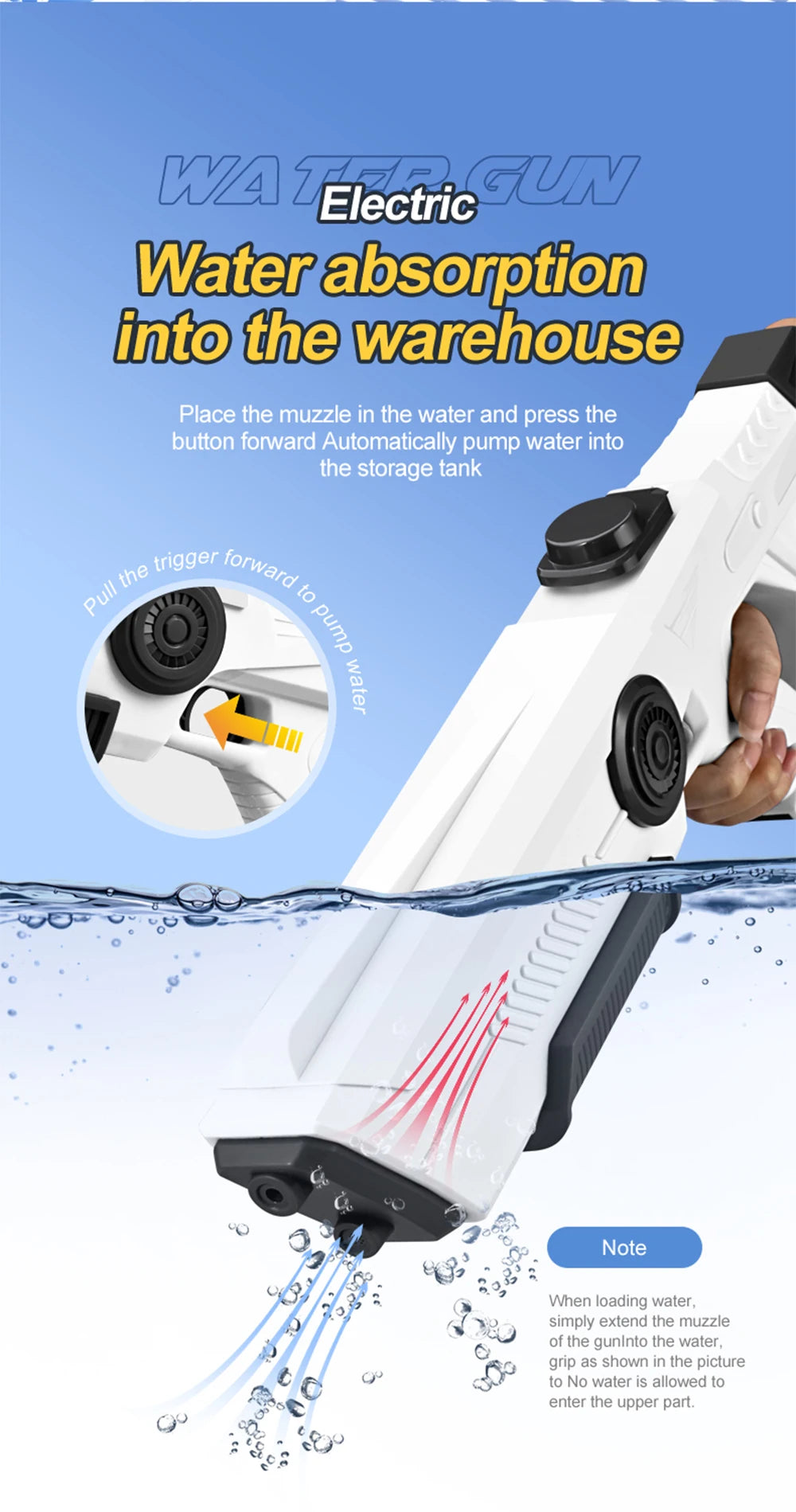 Electric Water Storage Gun  Children Summer  Outdoor