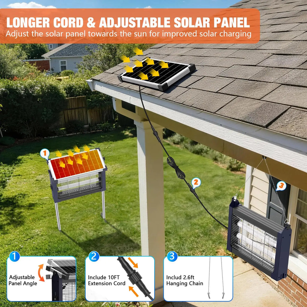 Solar Bug Zapper Outdoor Waterproof, 4500V  & USB Rechargeable