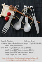 Titanium Foldable Cutlery Set - Fork Spoon Knife