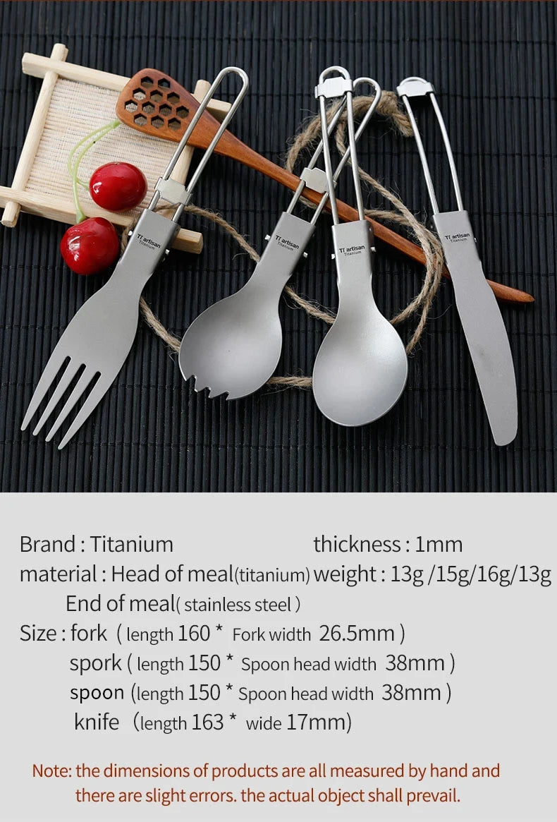 Titanium Foldable Cutlery Set - Fork Spoon Knife