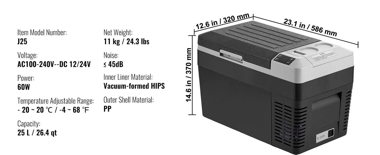 20 L -  55L Car Mini Fridge Freezer  DC 110-240V Camping