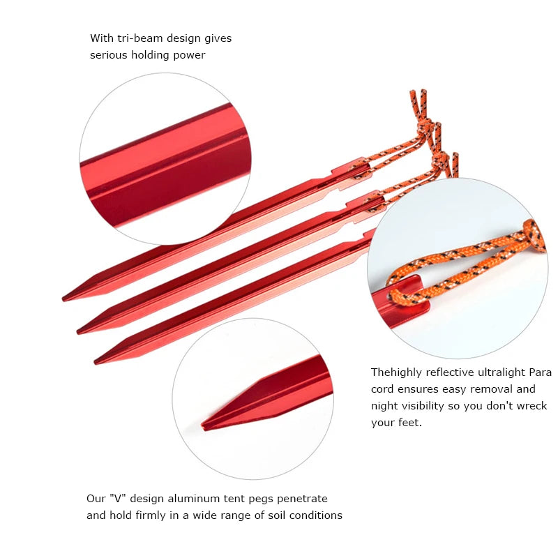 10Pcs/lot 18cm Aluminum Alloy Yard Canopy Tent Pegs Garden Stakes Ground Nail Heavy Duty