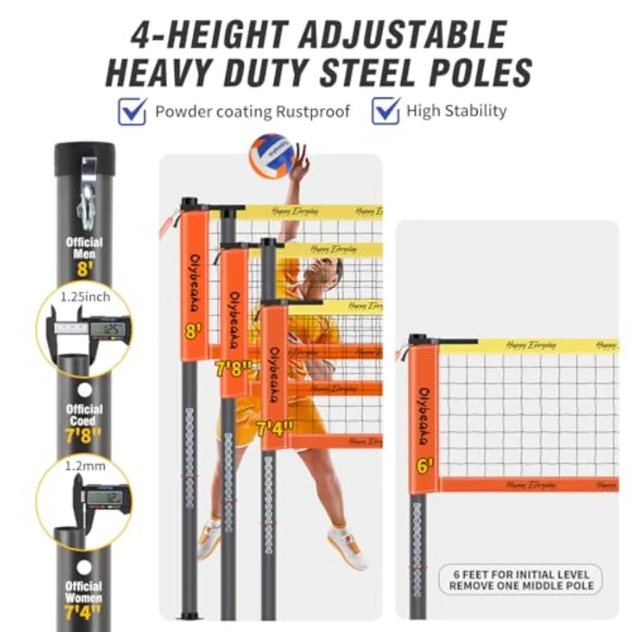 Outdoor Volleyball Net Set   with  Anti-Sagging 28-ply PE Net