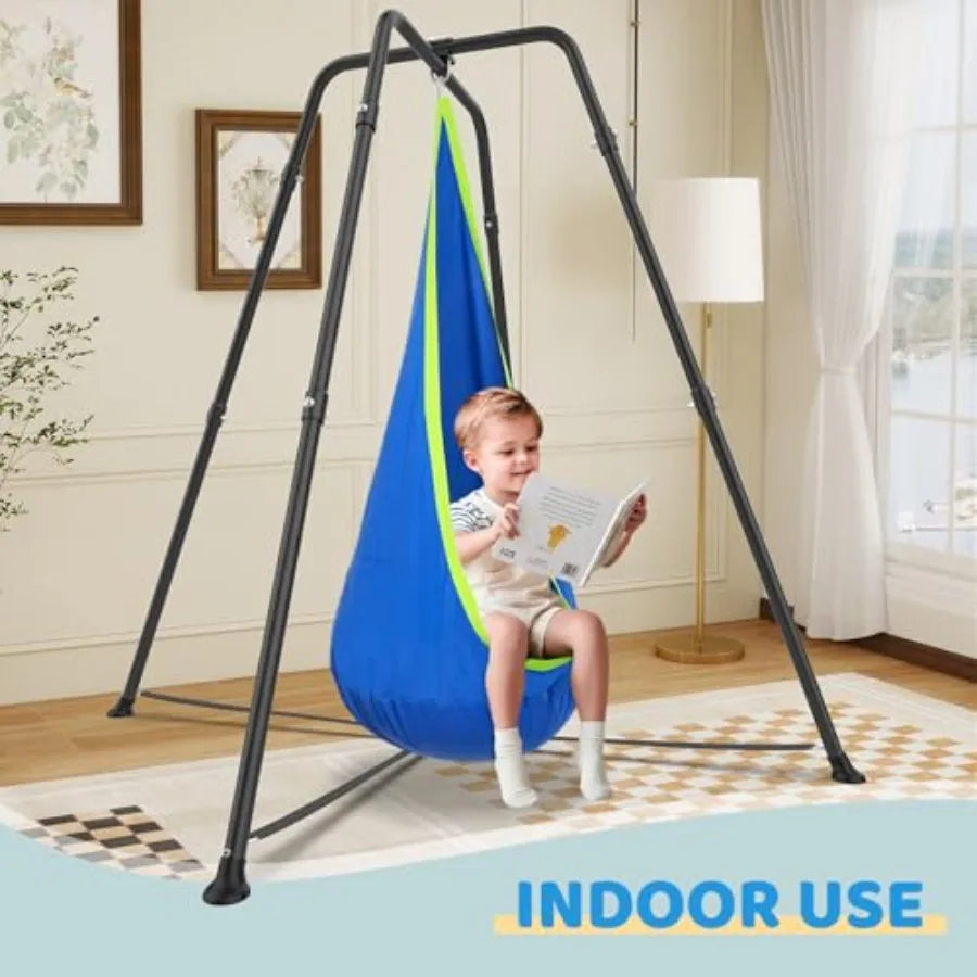 Sensory Pod Swings and Chair, Sensory Swing Set, X-Shaped Swing Frame, Heavy-Duty Metal