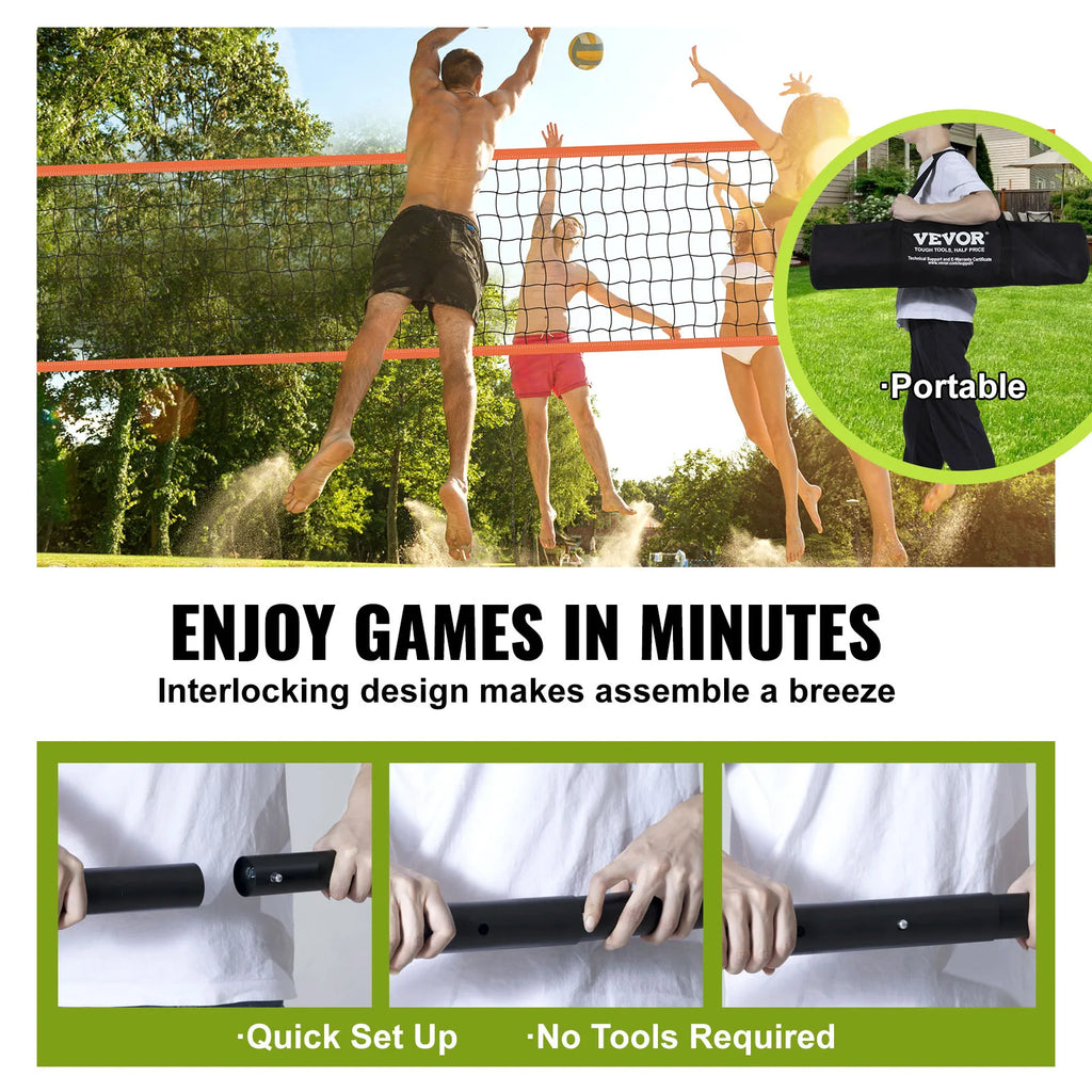 1.25-1.75inch Outdoor Volleyball Net System  Aluminum Poles