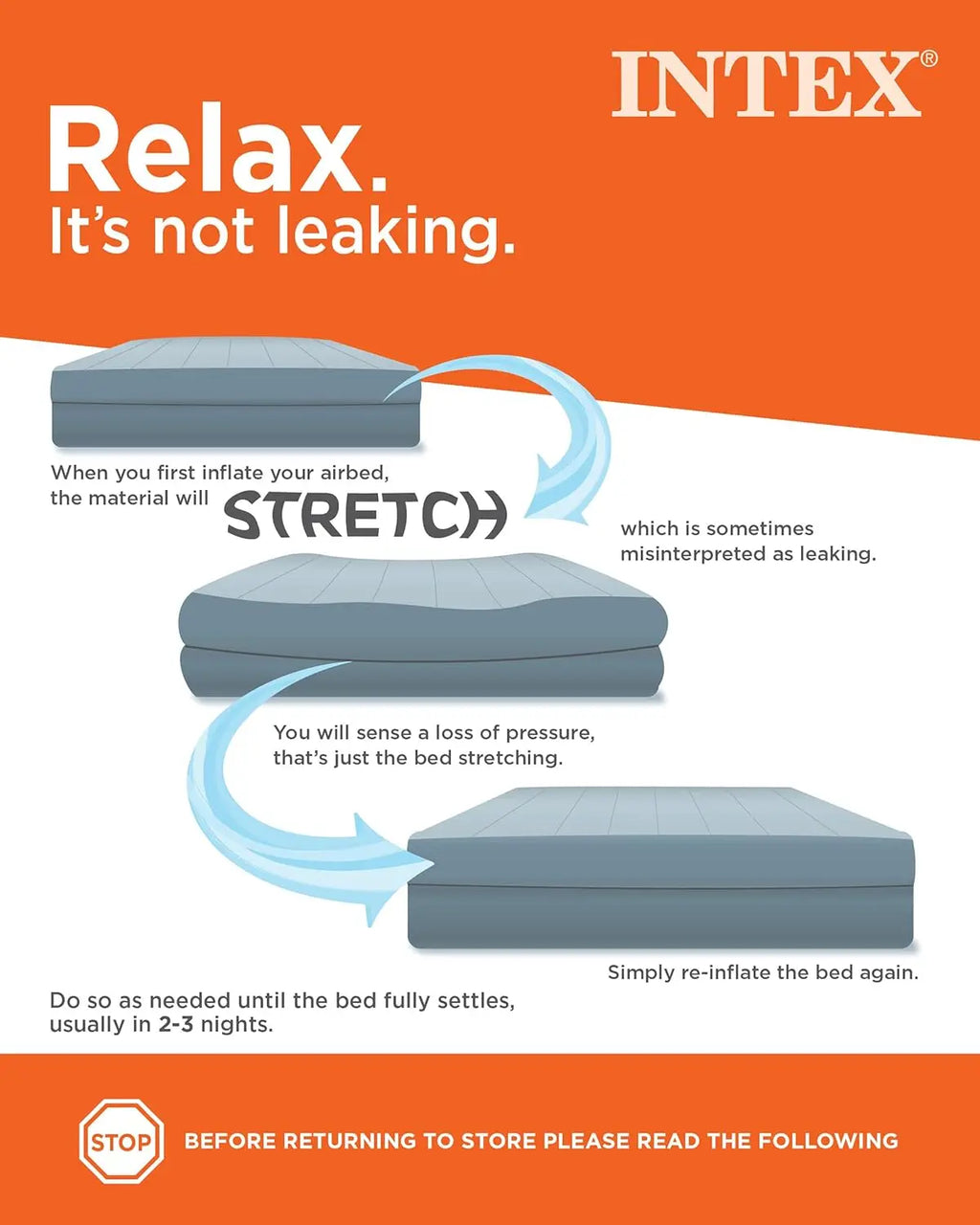 Twin Air Mattress  12-Inch  Dura-Beam, USB Pump