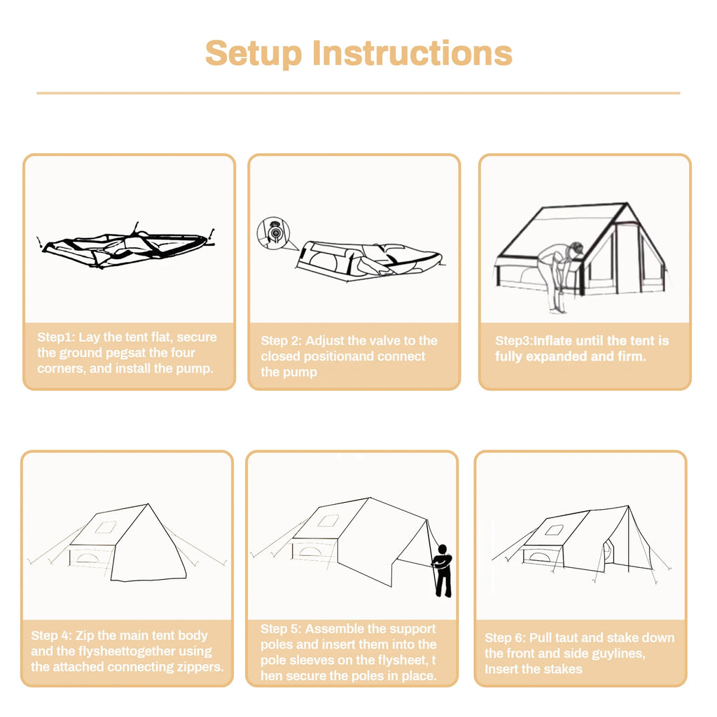 Inflatable Camping Tent, Waterproof  for 4-8 Persons,