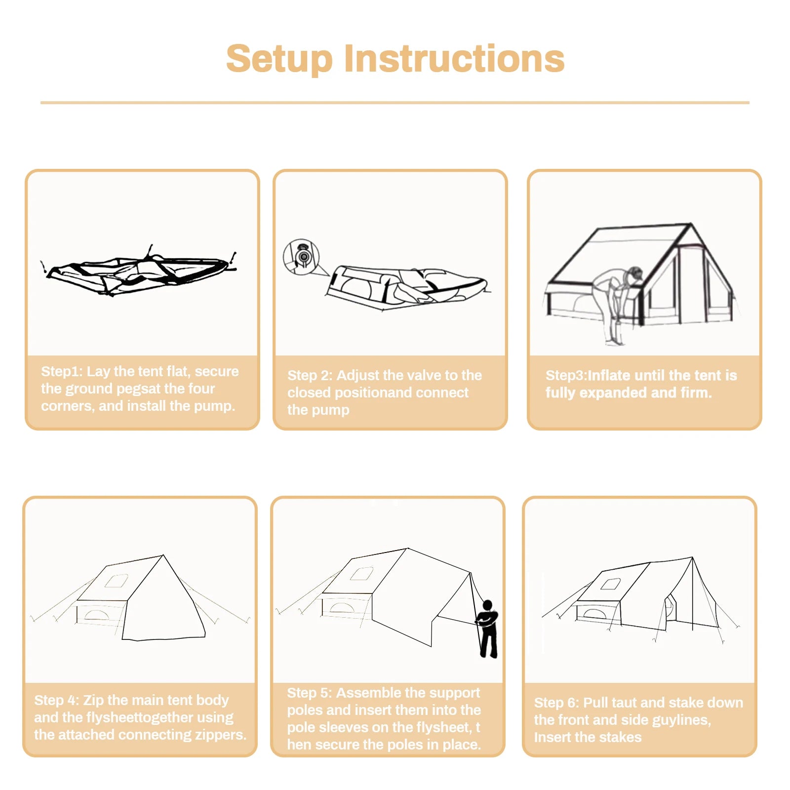 Inflatable Camping Tent, Waterproof  for 4-8 Persons,