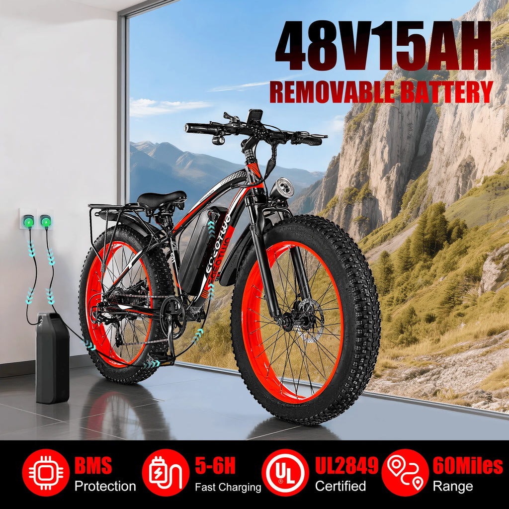 1500W Fat Tire EBike for Adults 26"x4.0 All Terrain 34MPH  48V