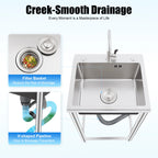 Freestanding Kitchen Sink with 360° Faucet, Sink, 45*41*75cm