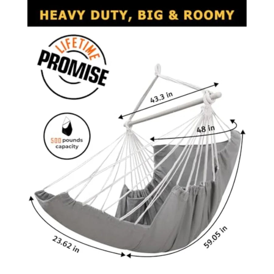 Hanging Hammock Chair Large Swing Chair with Feet Rest Max 500lbs