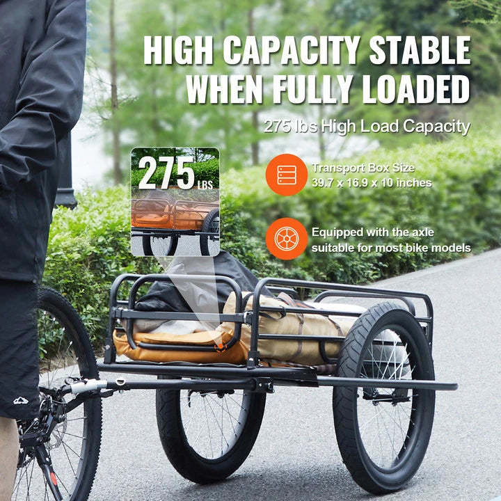 275 lbs Bike Cargo Trailer Foldable Hitch 20" Wh