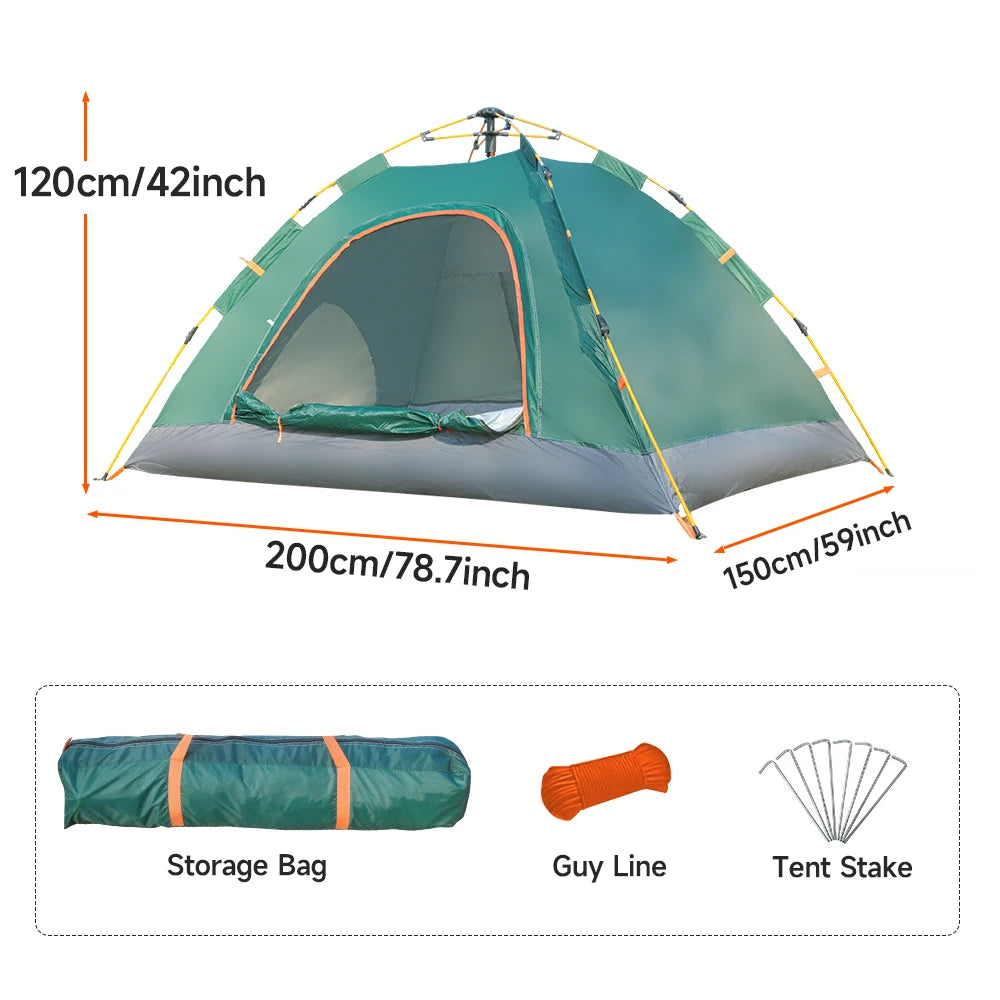 2-3 Person Pop Up Camping Tent | Windproof  Rain Fly
