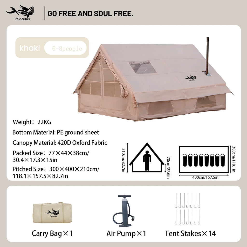 Inflatable Camping Tent, Waterproof  for 4-8 Persons,