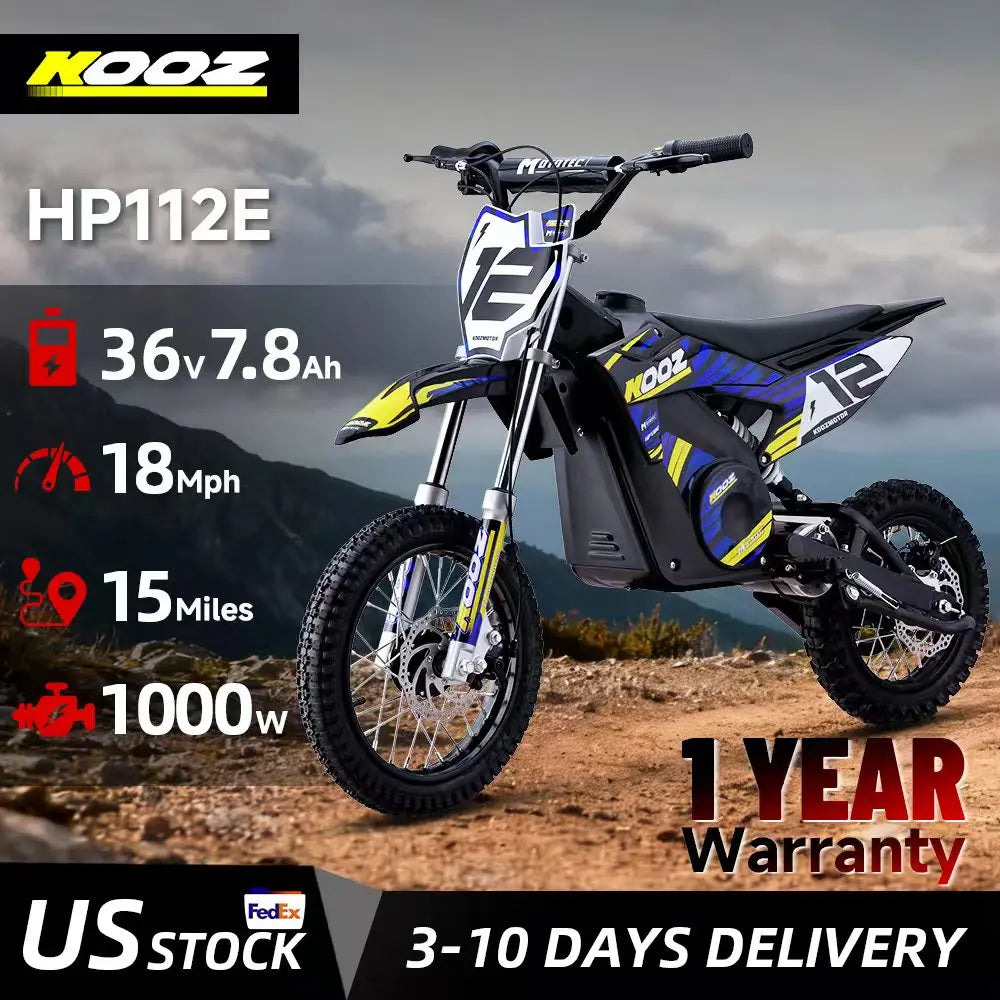 36V 1000W Electric Dirt Bike for Kids, , Up to 18 MPH & 15 Miles